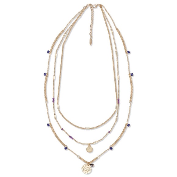 NWT Myra Bag Void Layered Necklace Jewelry Blue & Gold Color - Picture 2 of 3